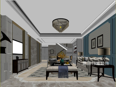 藍郡左岸 現(xiàn)代美式裝修 客廳設(shè)計圖效果圖_裝修效果圖大全2017圖片 1146450 -東易日盛裝飾